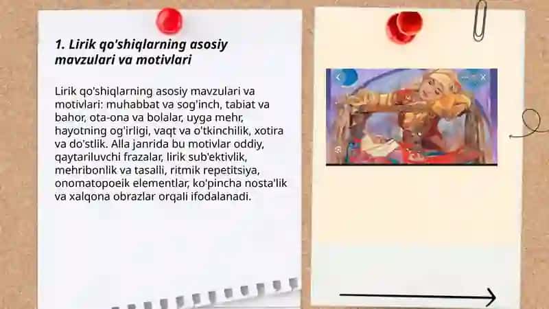 Lirik qo'shiqlarning asosiy mavzulari va motivlari 3