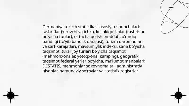 Germaniya turizm statistikasi metodologiyasini organish 3