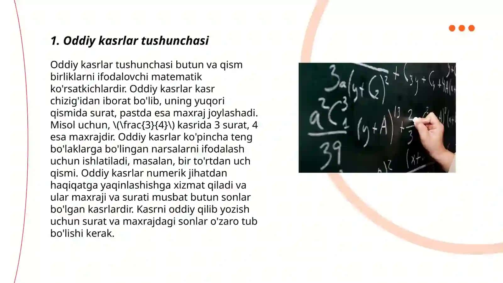Alohida yordamga muhtoj bolalar uchun matematika fanidan oddiy kasrlar 3