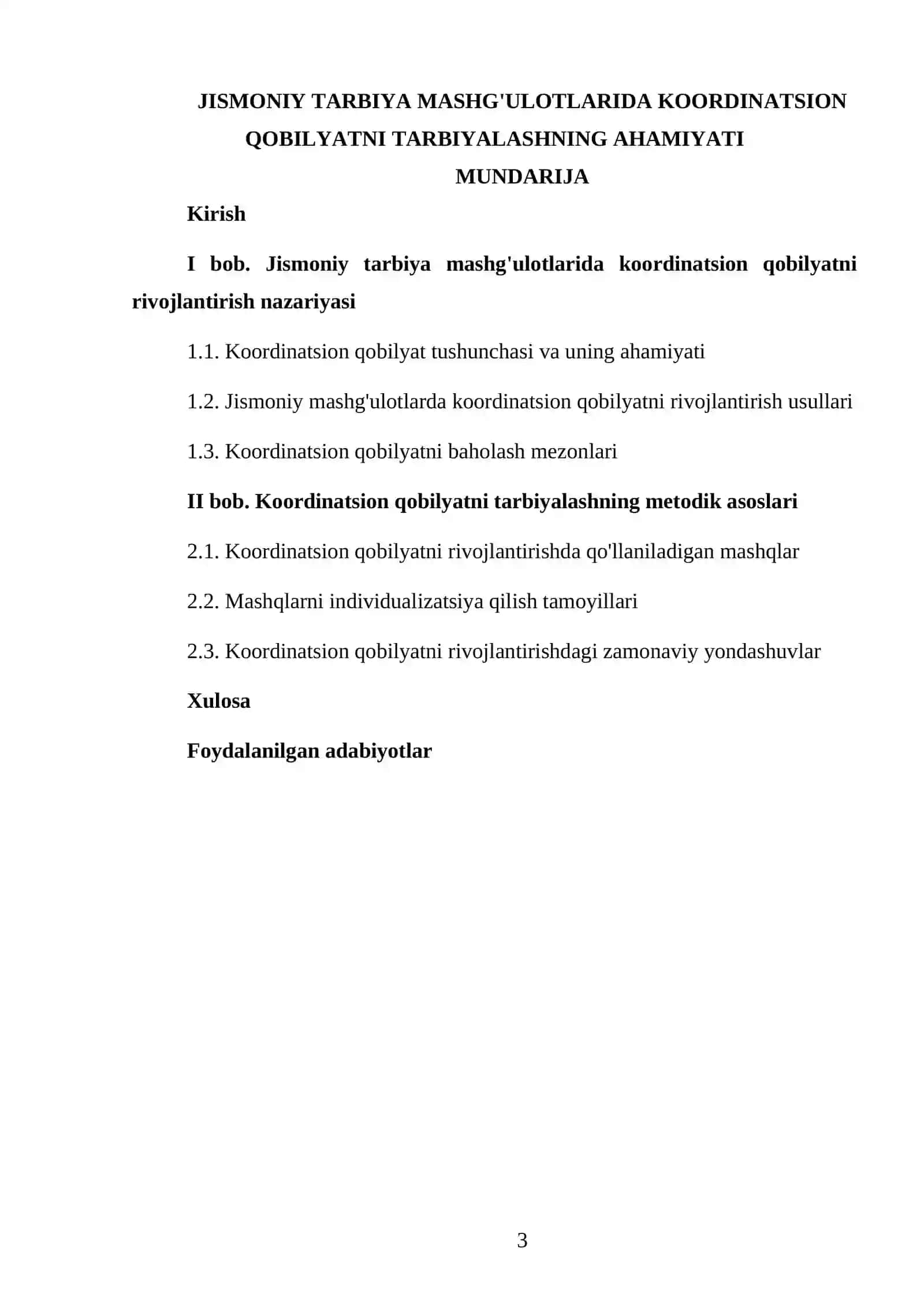 KURS ISHI: Jismoniy tarbiya mashg'ulotlarida koordinatsion qobilyatni tarbiyalashning ahamiyati 3