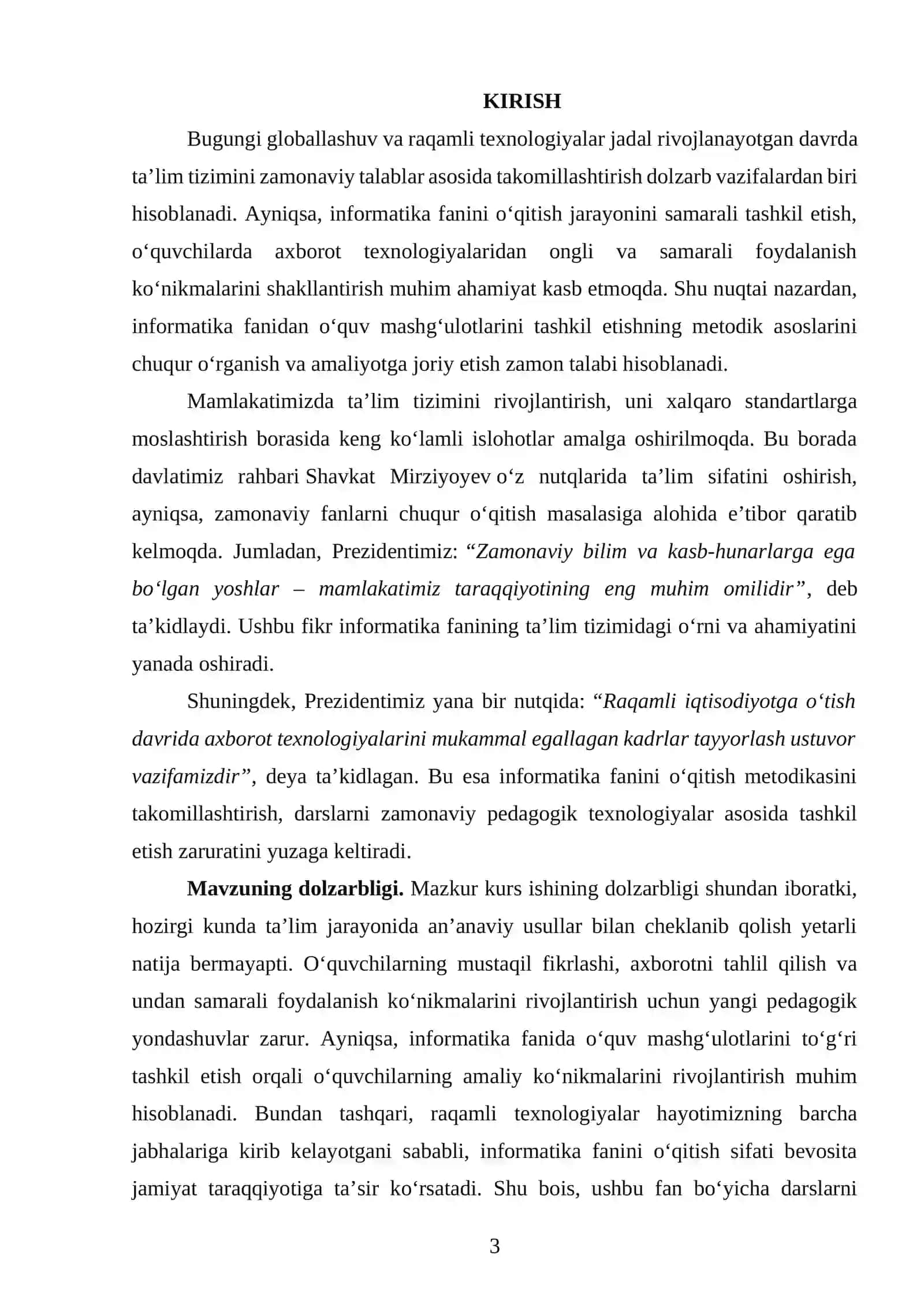 Informatika fanini o‘qitishning naẓariy-metodik asoslari 3