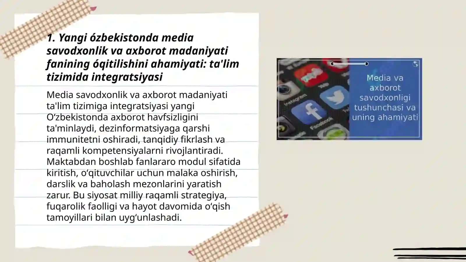 Yangi ózbekistonda media savodxonlik va axborot madaniyati fanining óqitilishini ahamiyati 3
