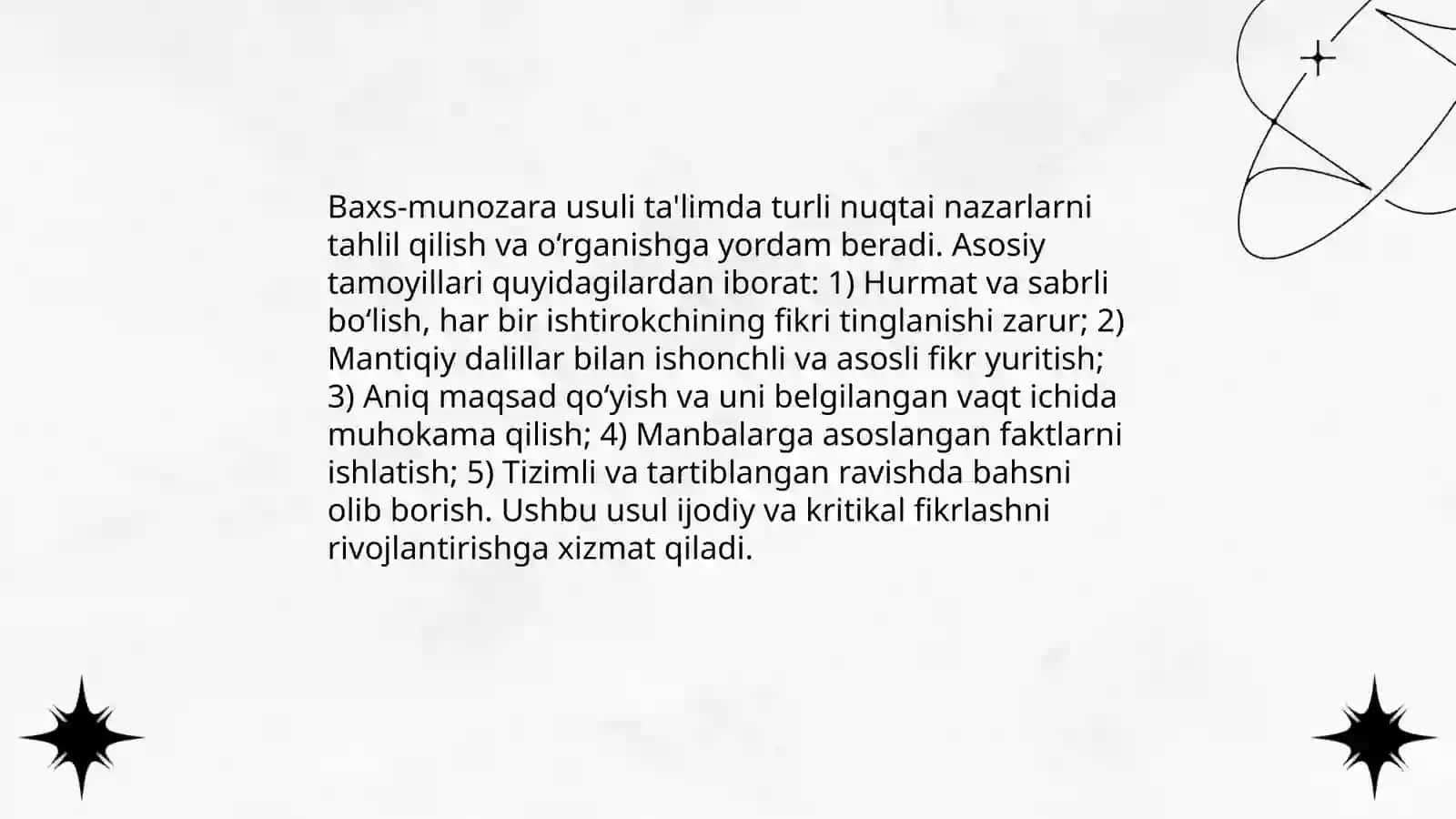 Baxs-munozara usuli ta'limda 3