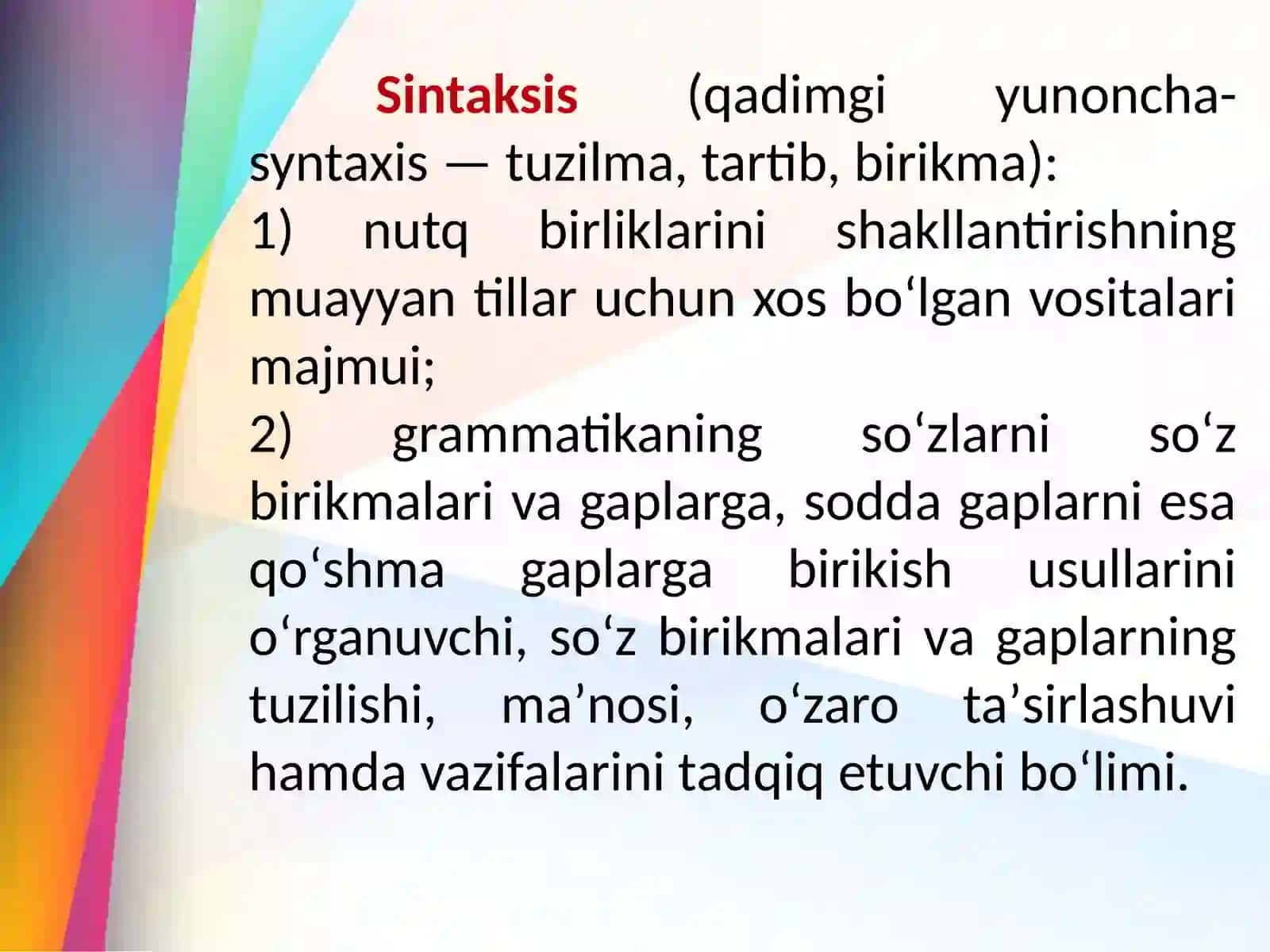 Sintaksis.So'z brikmasi sintaksisi haqida umumiy ma'lumot 3