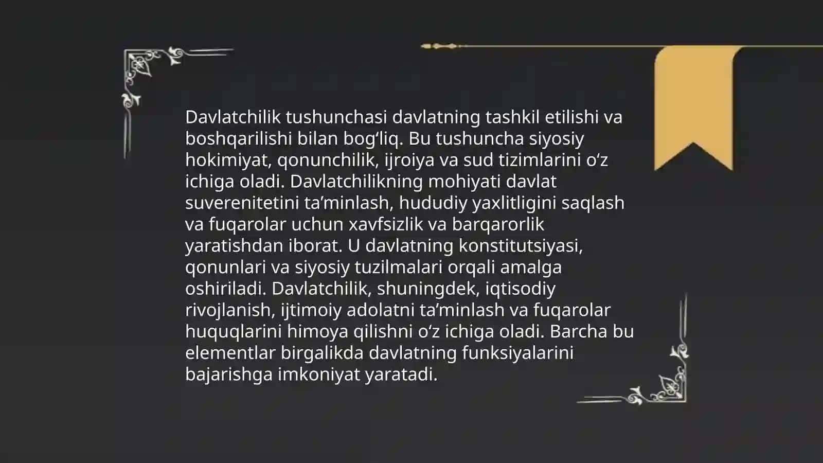 Davlatchilik tushunchasi. Oʻzbek davlatchiligi va uning tarixiy bosqichlari 3