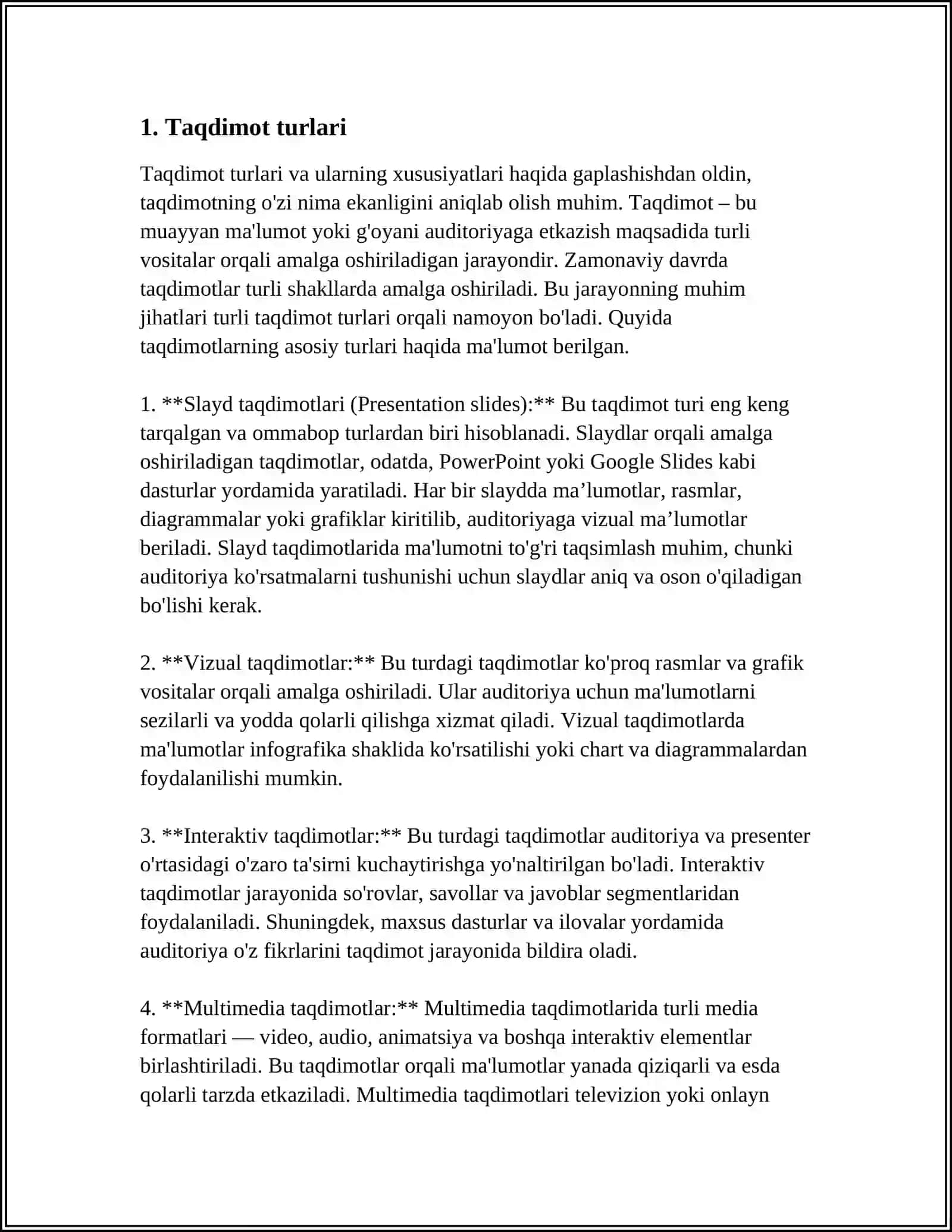 TAQDIMOT TAYYORLASH VA TAQDIM ETISH USUL VA VOSITALARI 3