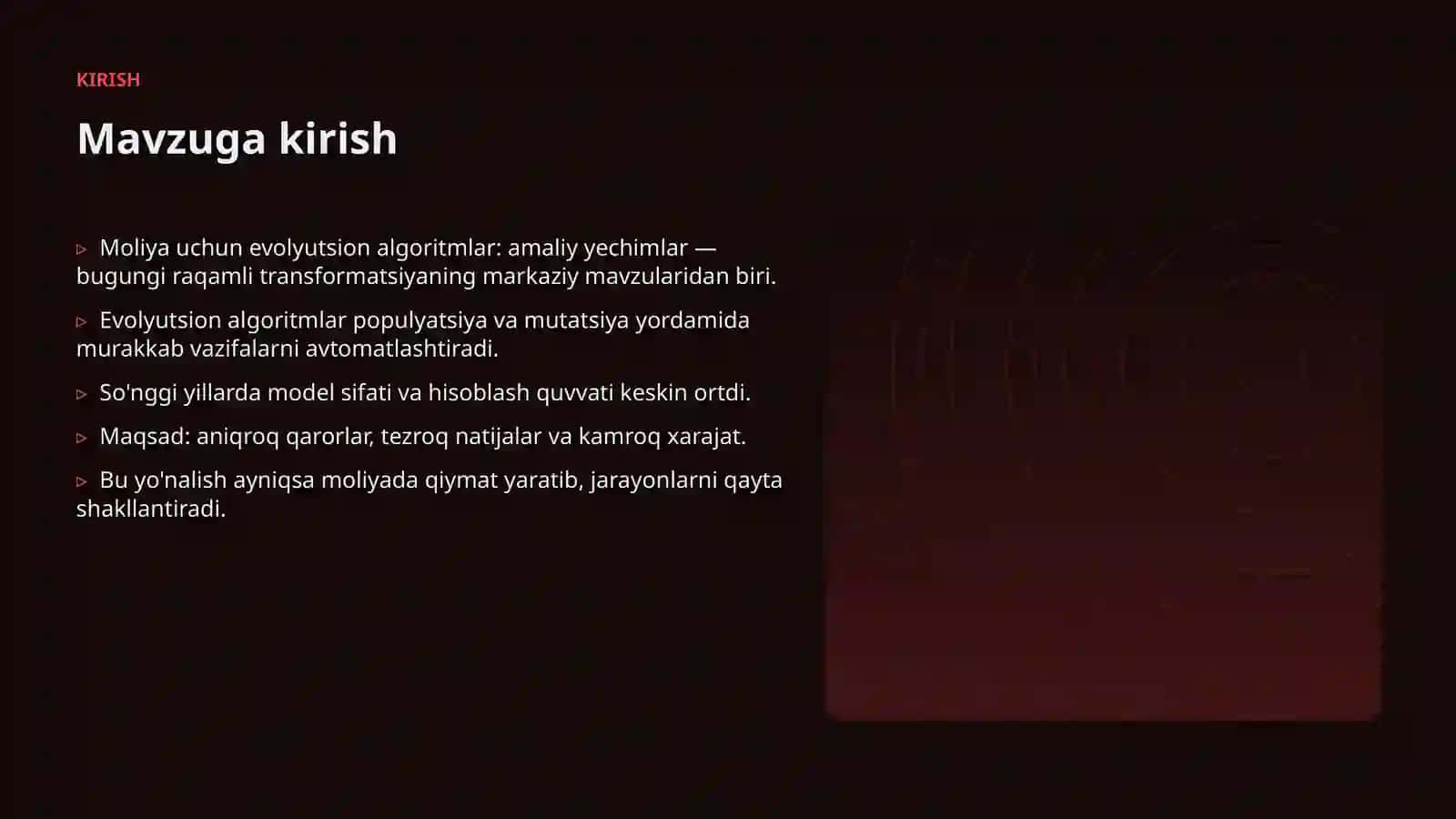 Moliya uchun evolyutsion algoritmlar: amaliy yechimlar 3