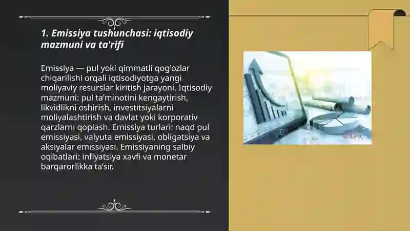 Emissiya tushunchasi va uning iqtisodiy tahlildagi ahamiyati 3