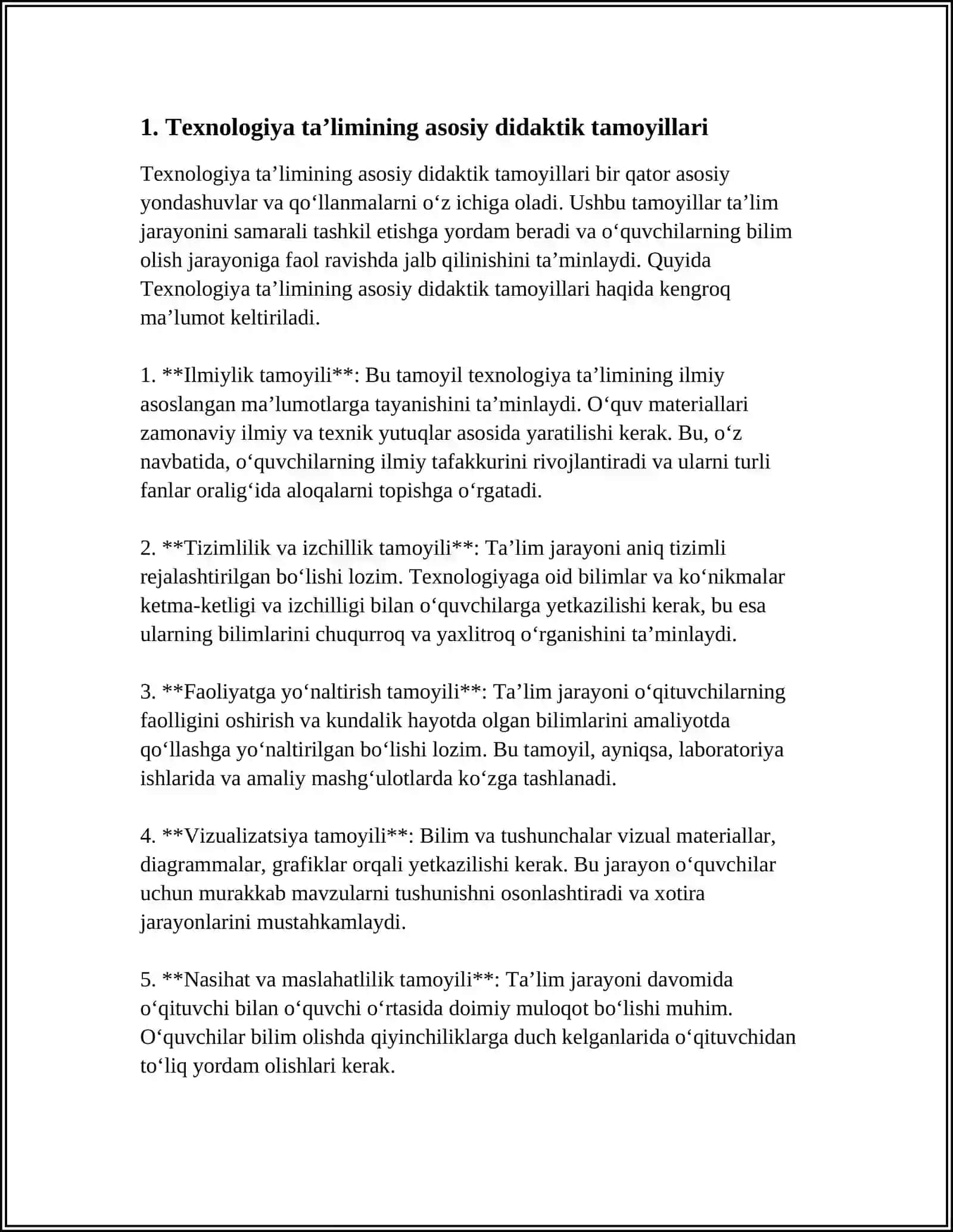 TEXNOLOGIYA TA’LIMINING DIDAKTIK TAMOYILLARI VA ULARNING TA’LIMDAGI O‘RNI 3
