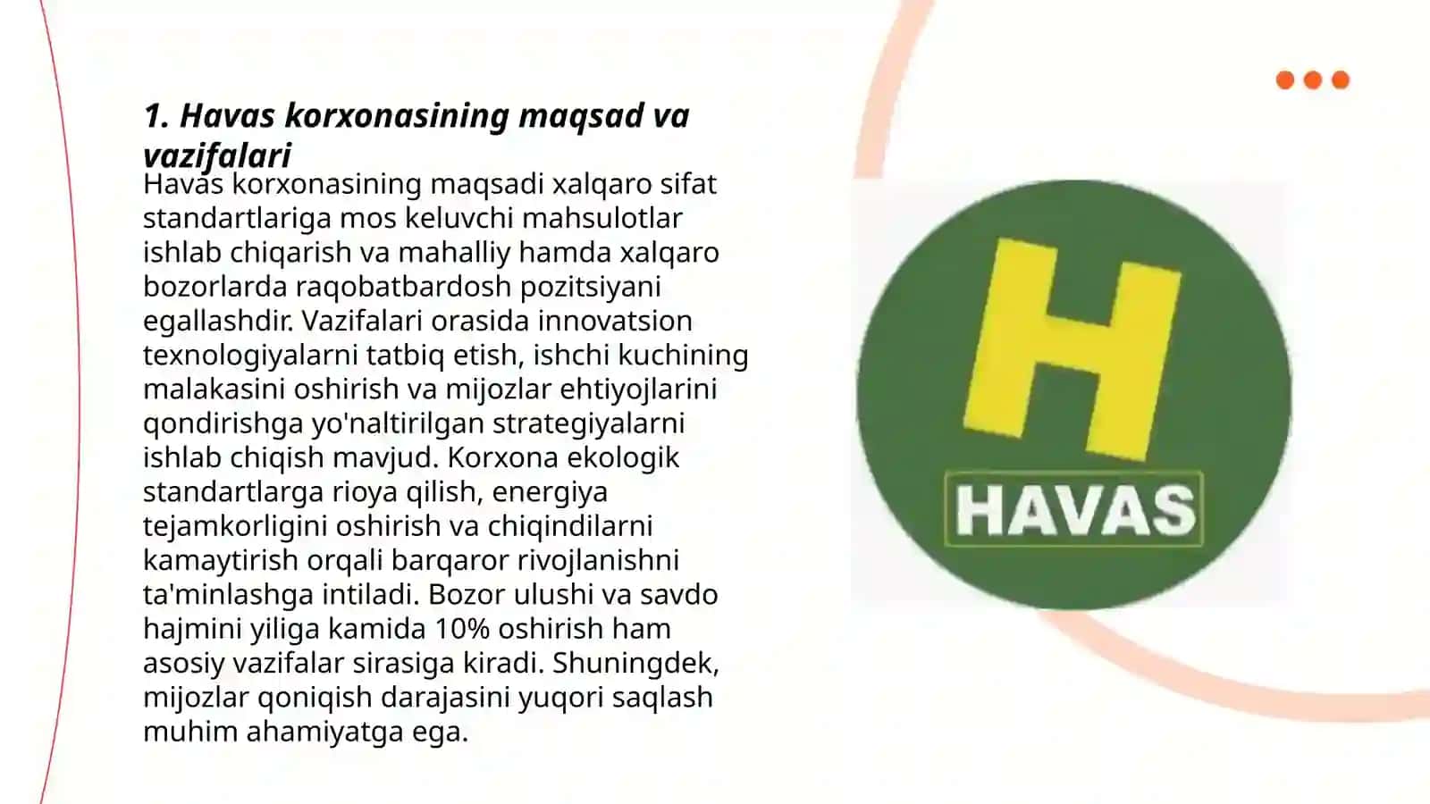 Havas korxonasini boshqaruv strategiyasi 3