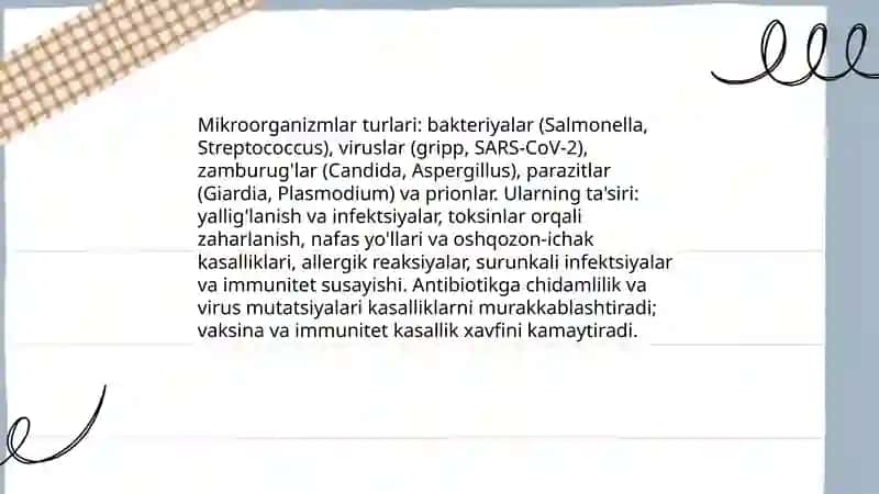 Mikroorganizmlar keltirib chiqaradigan kasalliklar, uylarning oldini olish.Imunitet 3