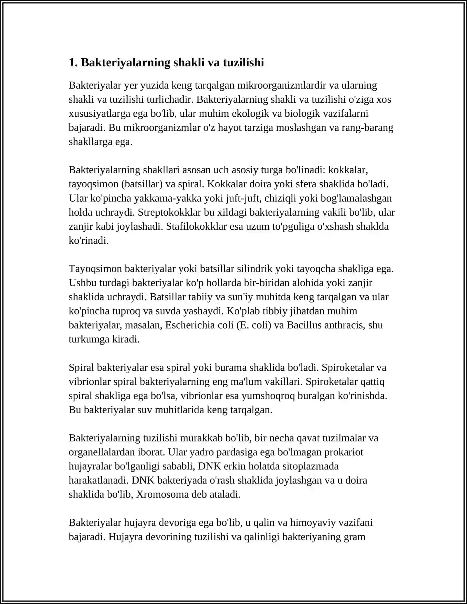 REFERAT Mavzu: BAKTERIYALARNI MORFOLOGIYASI 3