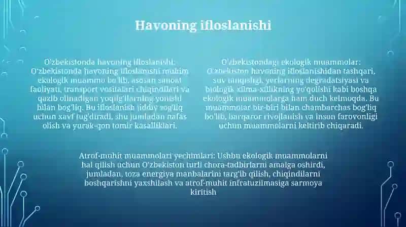 O'zbekistonda Ekologik Muhit Muammolar Va Yechimlar 3