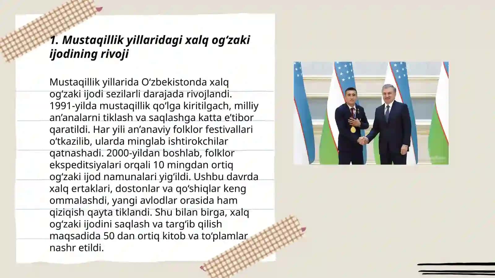 Mustaqillik yillarida xalq oğizaki ijodining davlat maqomiga erishishi 3