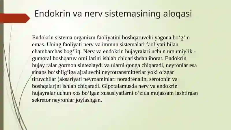 Endokrin va nerv tizimining aloqasi 3