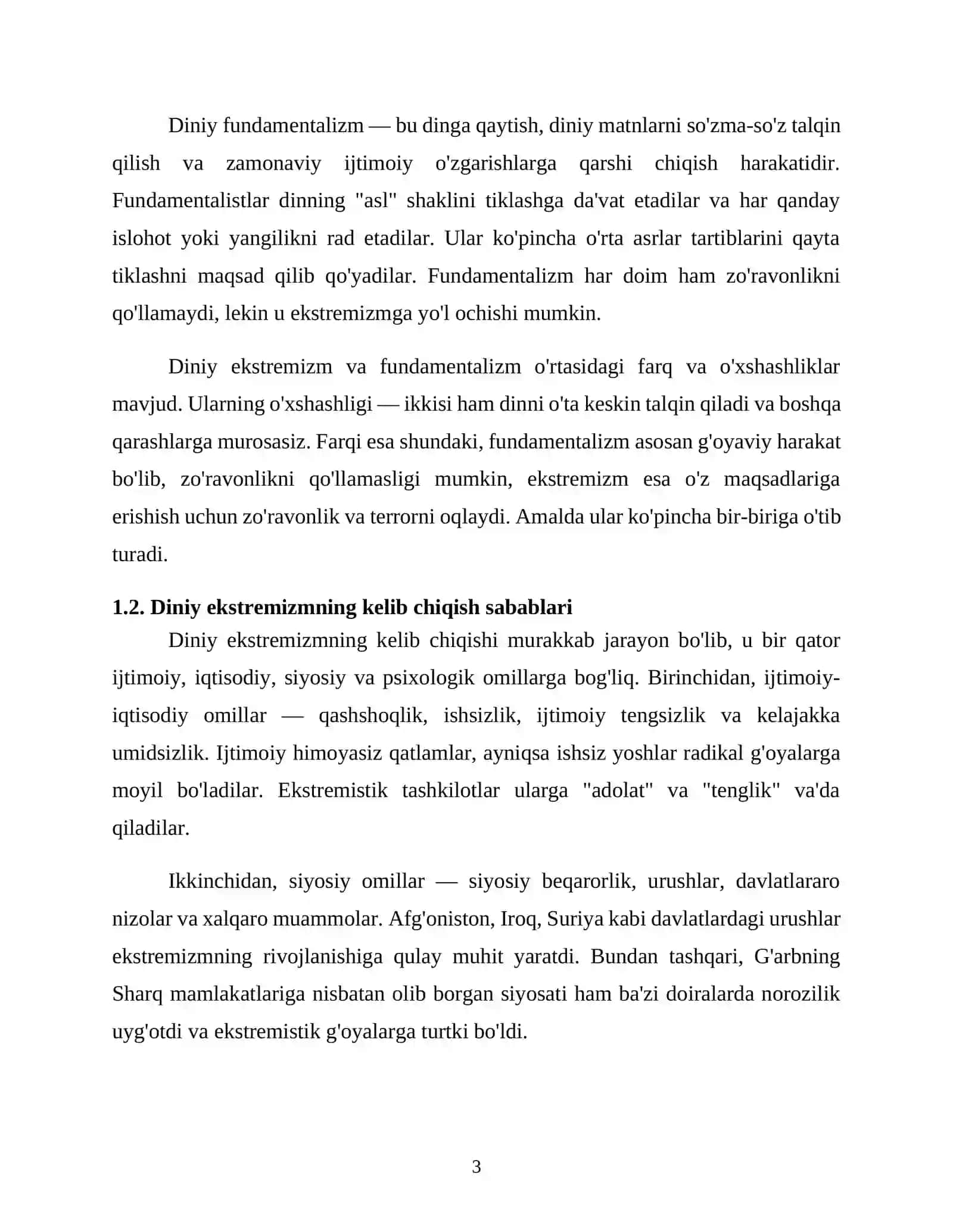 Diniy ekstremizm va fundamentalizm O'zbekiston Respublikasi milliy xavfsizligiga qaratilgan tahdid sifatida 3
