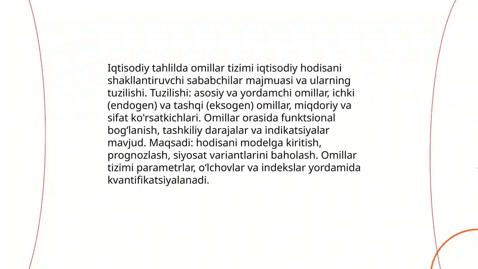 Omillar tizimi iqtisodiy hodisani shakllantiruvchi sababchilar majmuasi va ularning tuzilishi 3