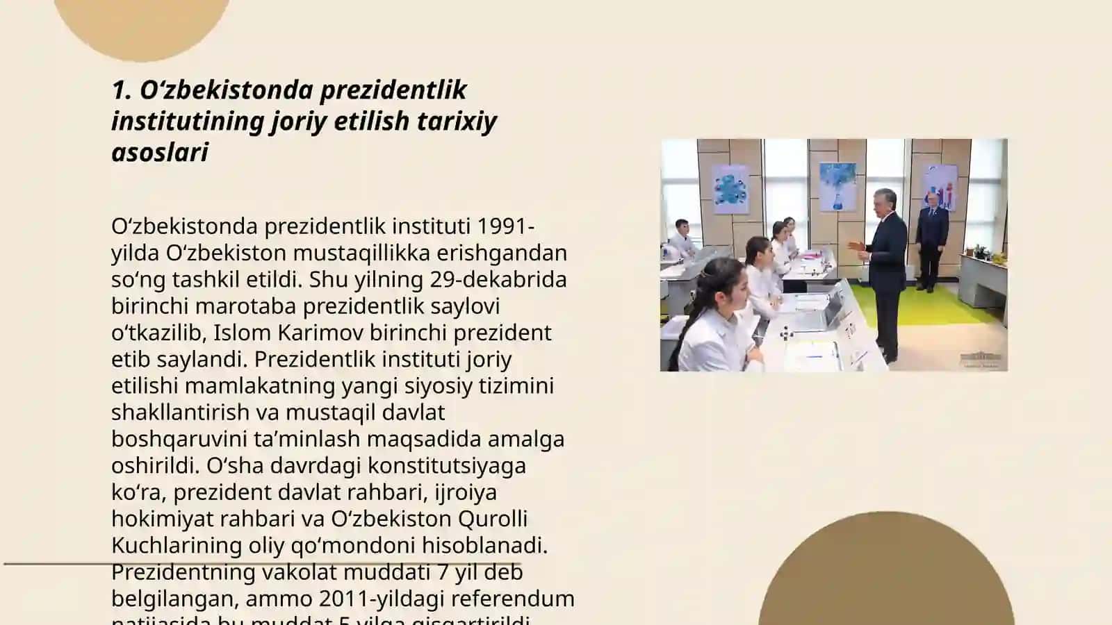 Oʻzbekiston Respublikasida prezidentlik institutining joriy etilishi I.A.Karimovning prezident etib tayinlanishi 3
