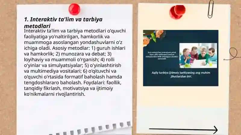 Zamonaviy Pedagogikada tarbiya metodlari va shakllari 3