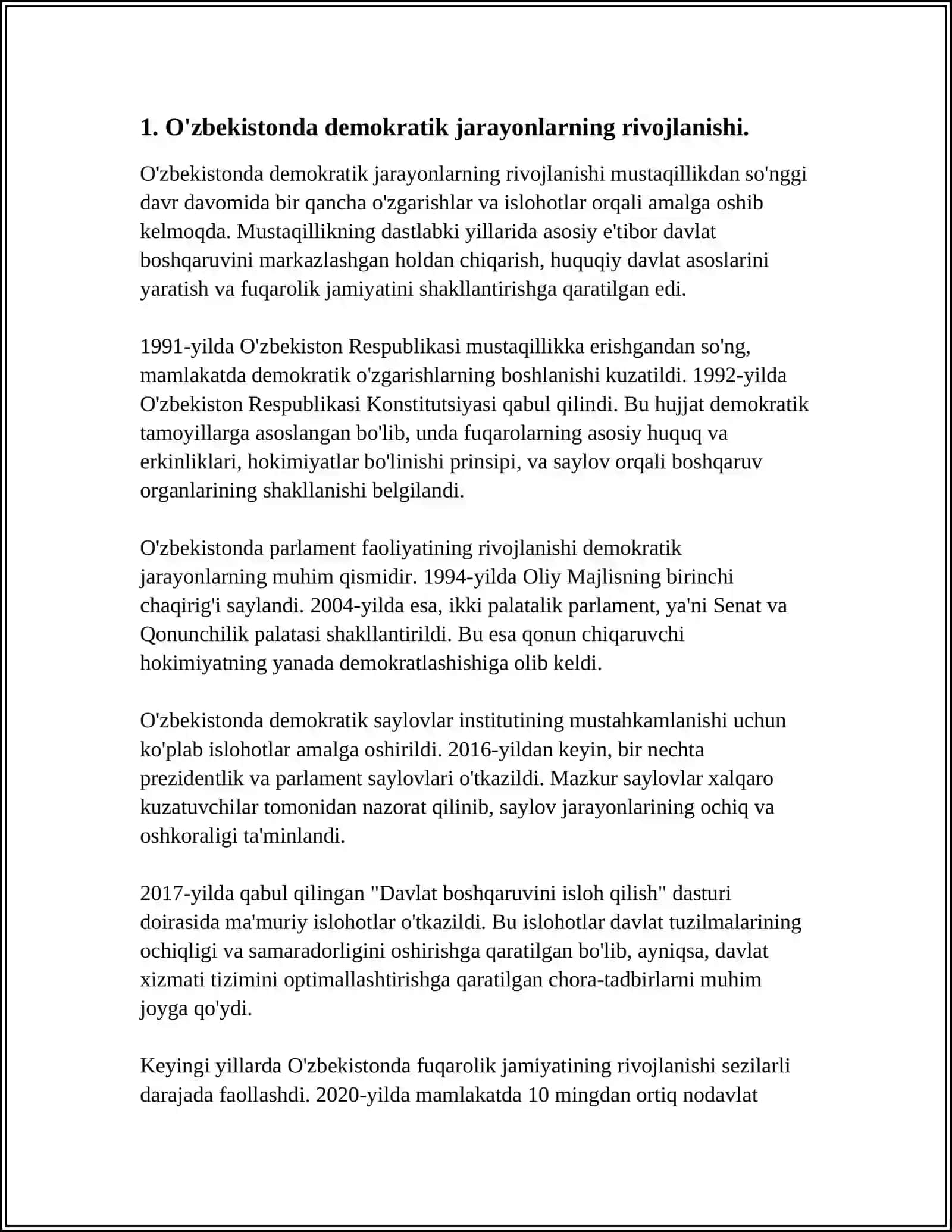OʻZBEKISTONDA DEMOKRATIK FUQAROLIK JAMIYATI ASOSLARING SHAKLLANISH AMALGA OSHIRILGAN SIYOSIY ISLOHOTLARI 3