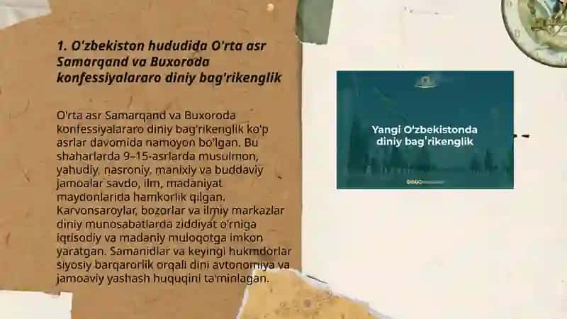 O'zbekiston konfessiyalararo diniy bag'rikenglikning tarixiy tajribasi 3