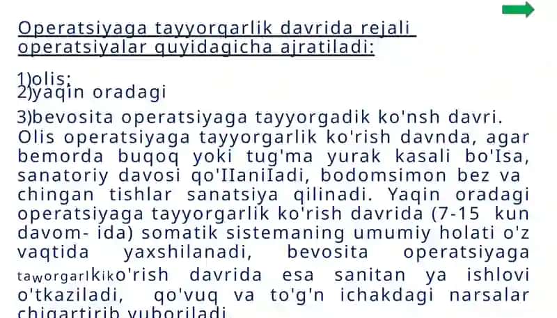 BEMORNI OPERATSIYAGA TAYYORLASH 3