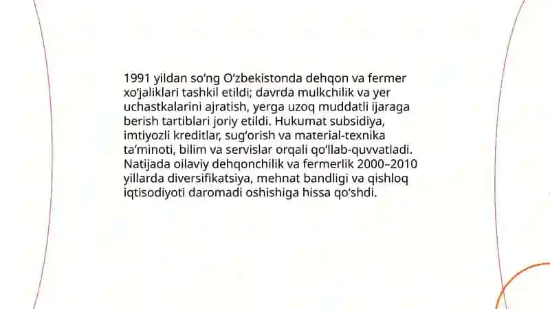 Mustaqillik yillarida qishloq xoʻjaligi va sanoat sohasidagi ishlar 3