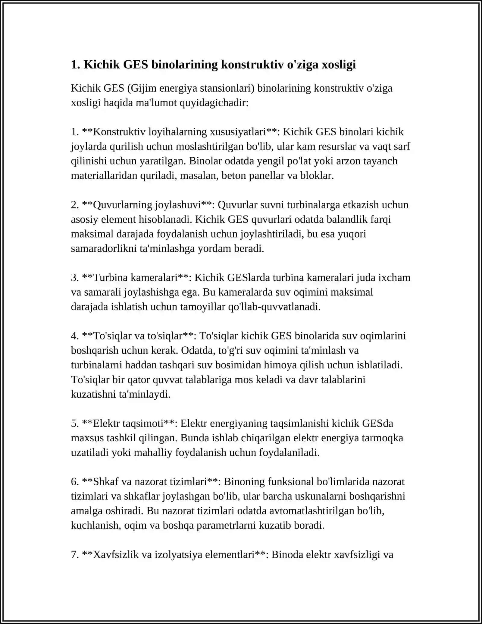 KICHIK GES BINOSI KONSTRUKSIYASINING OʻZIGA XOS JIHATLARI 3