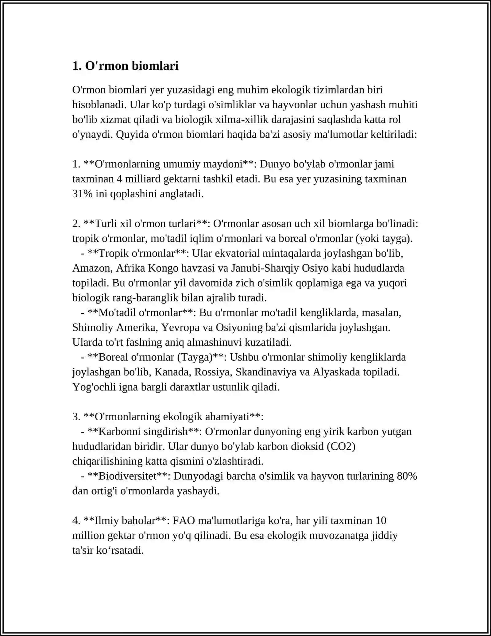 QURUQLIKNING BIOTIK SHOX BOʻLIMLARI.QURUQLIK BIOMLIK ZONAL TIPLARI 3