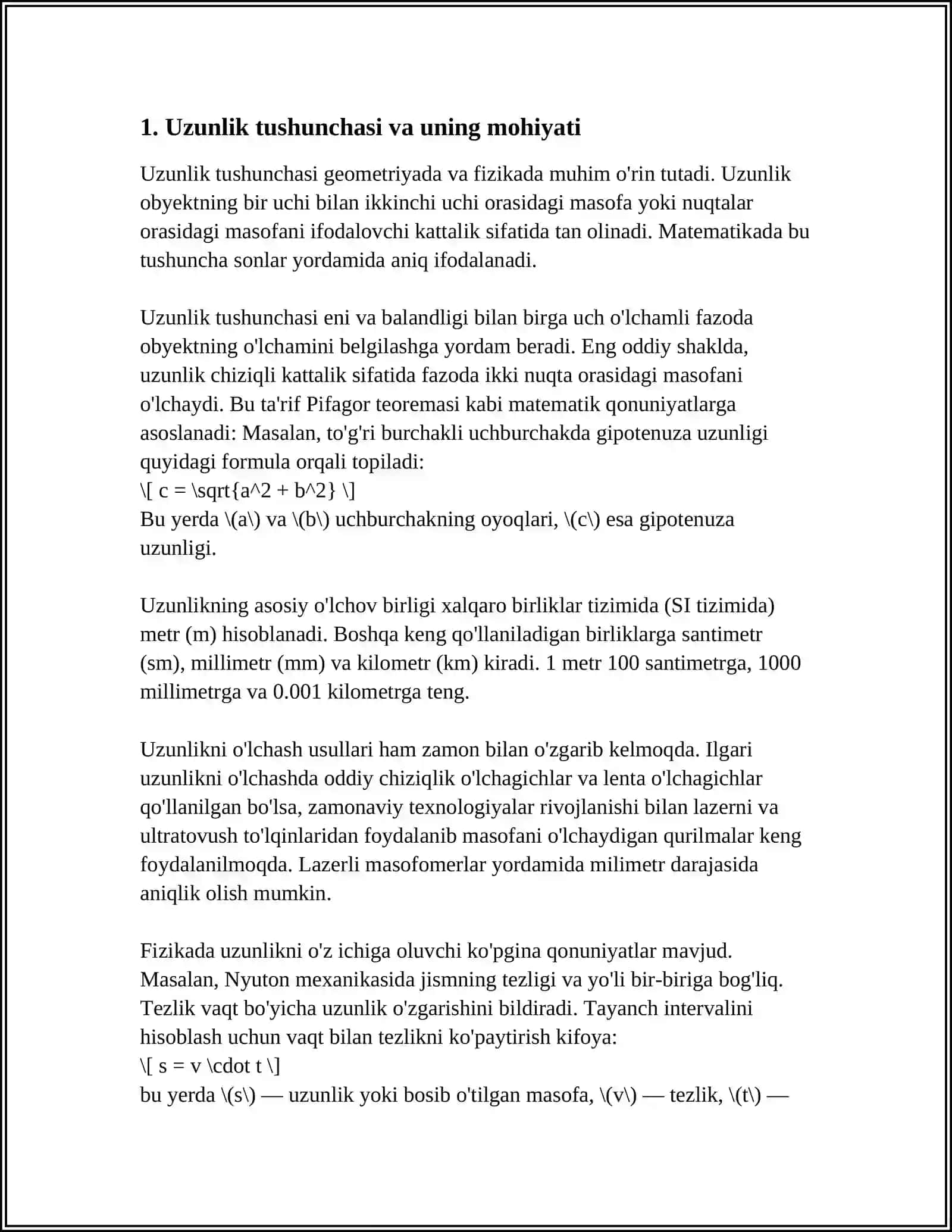 UZUNLIK VA UNING OLCHOV BIRLIKLARINI OQITISH METODIKASI 3