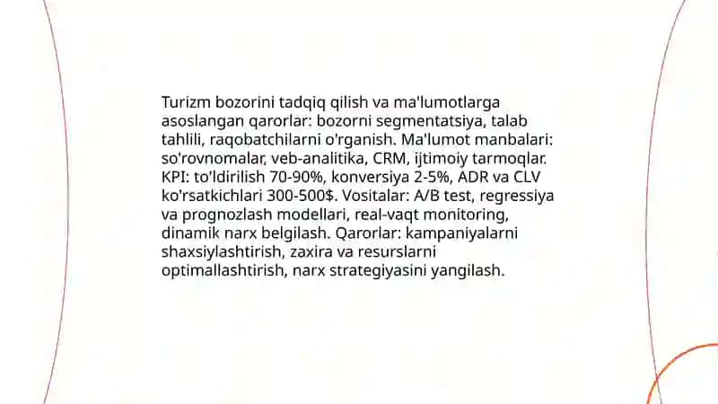Turizmda marketing tamoyillarini takomillashtirish 3