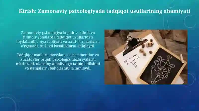 Zamonaviy psixologiya tarmoqlarida tadqiqot metodlarining qo'llanilishi 3