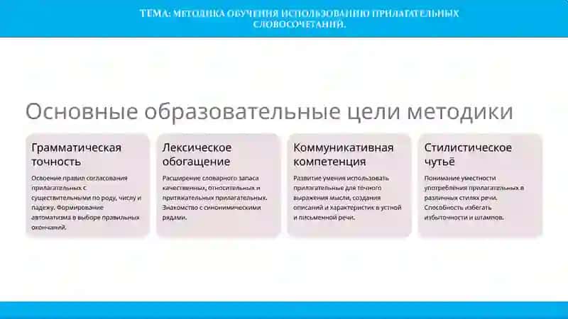МЕТОДИКА ОБУЧЕНИЯ ИСПОЛЬЗОВАНИЮ ПРИЛАГАТЕЛЬНЫХ СЛОВОСОЧЕТАНИЙ 3