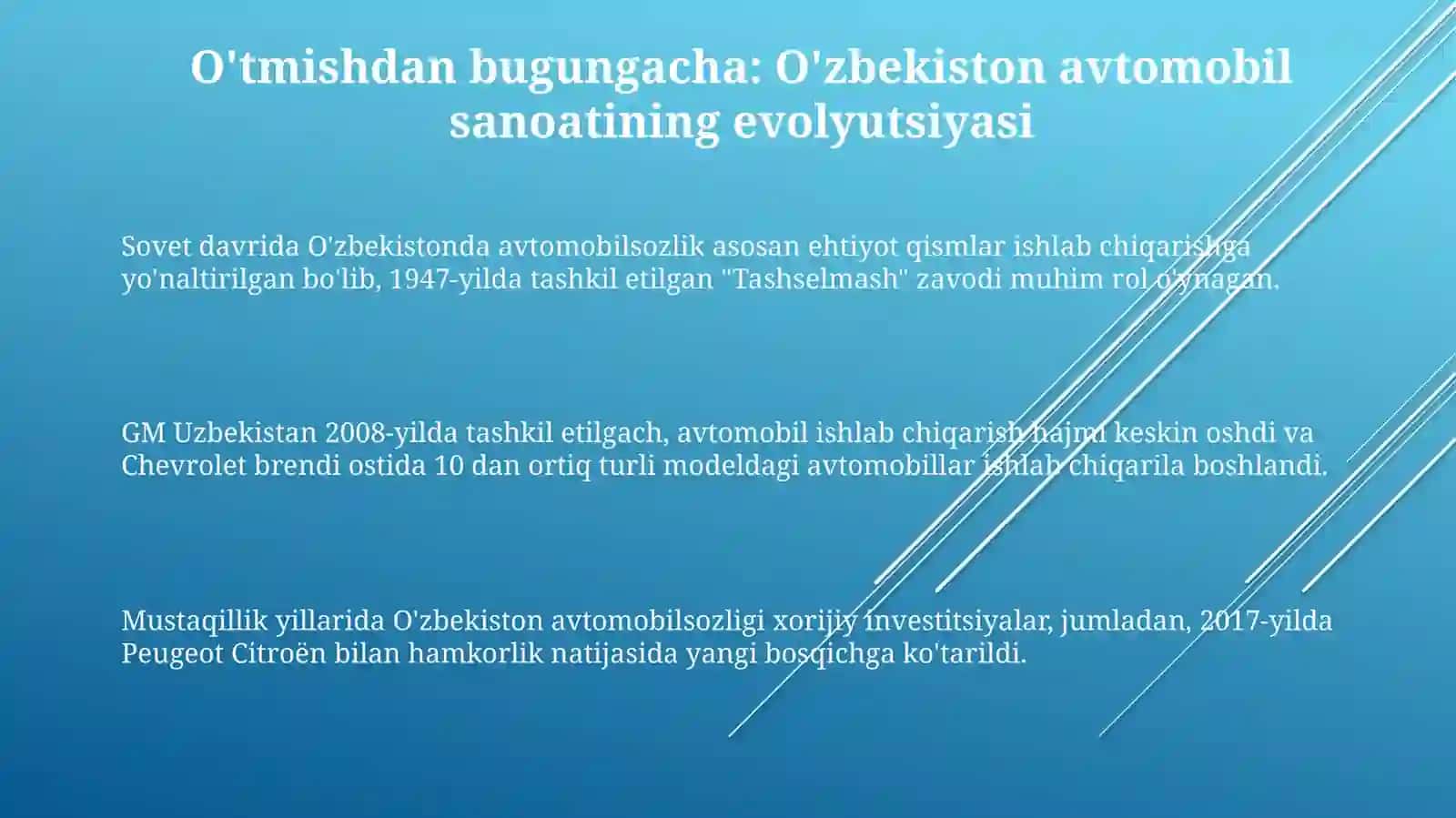 Oʻzbekiston avtomobil sanoati: Kecha va Bugun 3