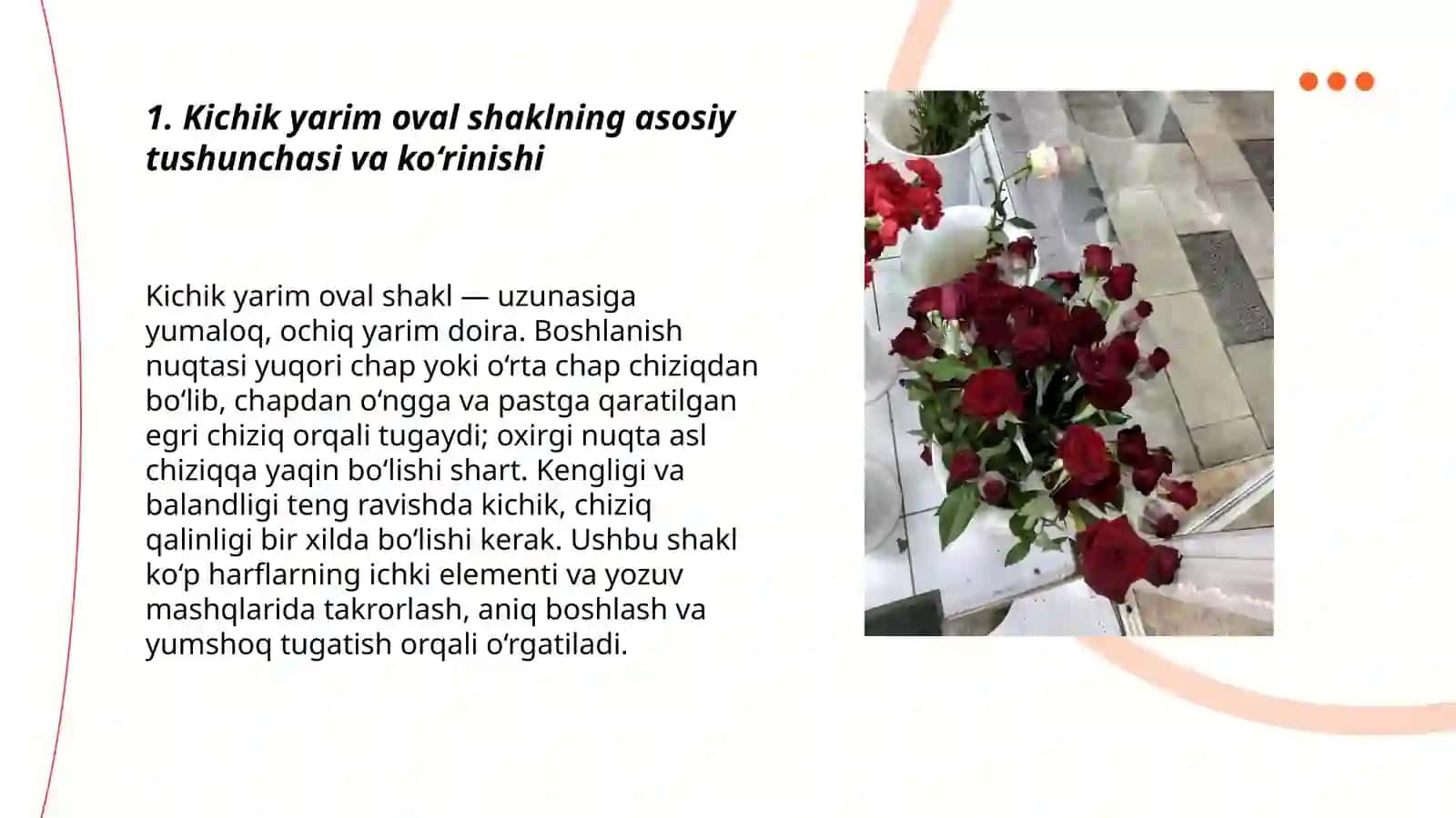 Kichik yarim oval shakli harflarni yozishga o'rgatish 3