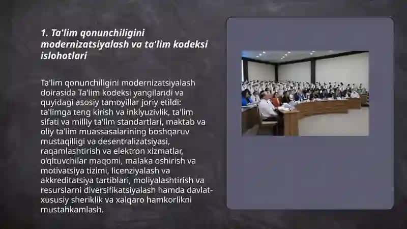 Ta'lim qonunchiligini modernizatsiyalash va ta'lim kodeksi islohotlari 3