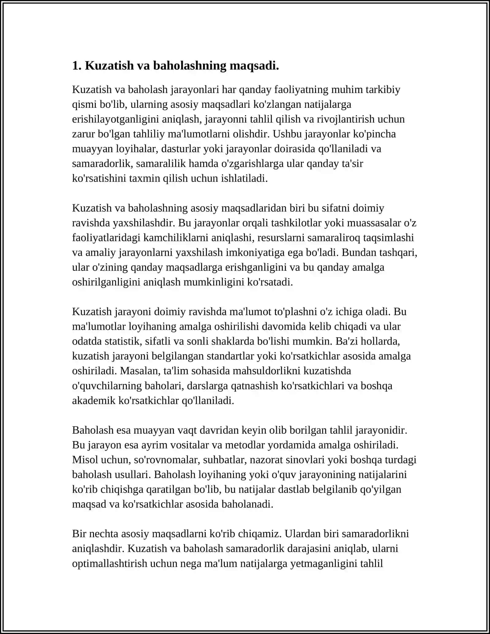 MAKTABGACHA TA'LIMDA KUZATISH VA BAHOLASH REFERAT 3