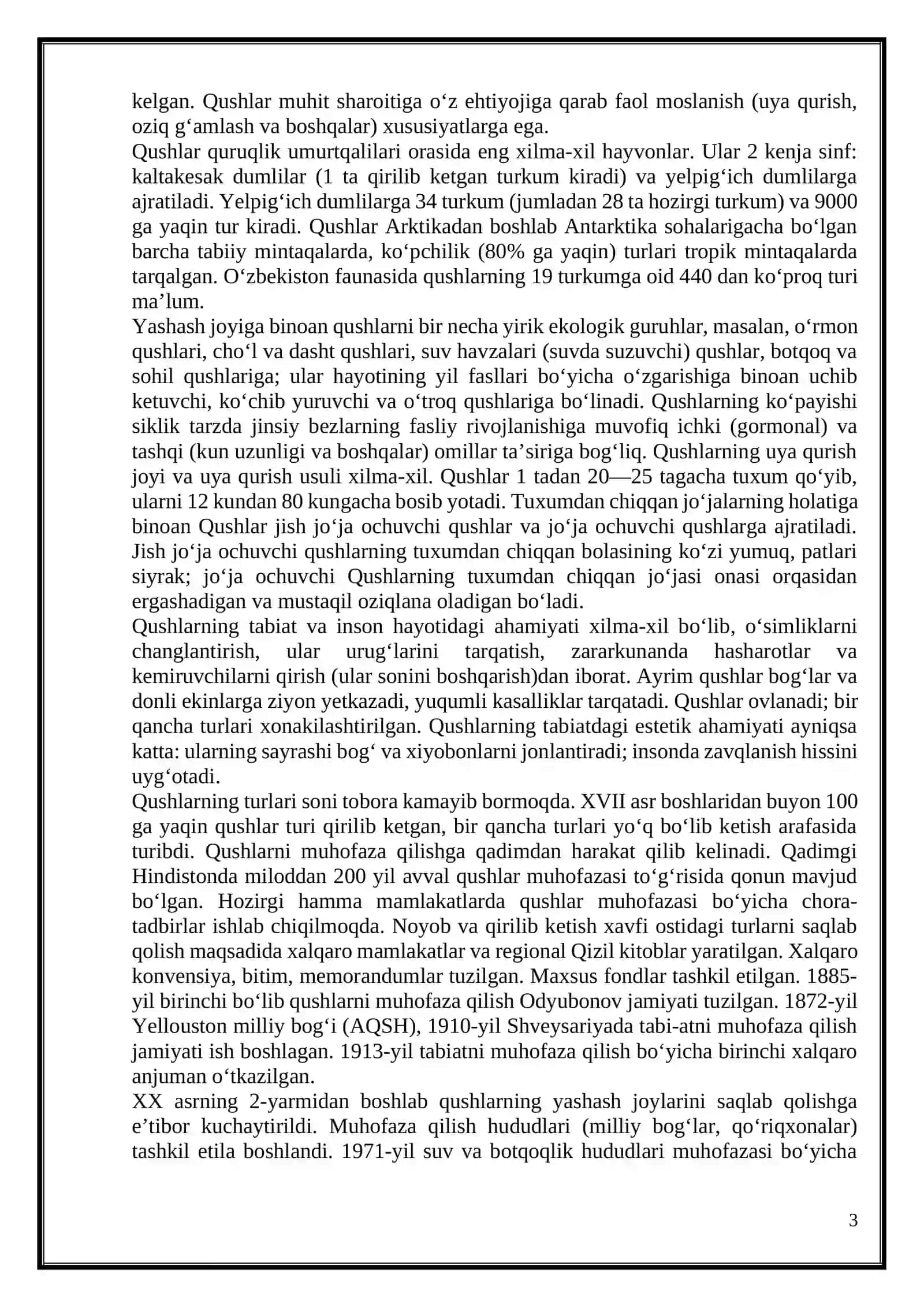 O’troq yashovchi qushlar, asosiy turlarining hayoti 3
