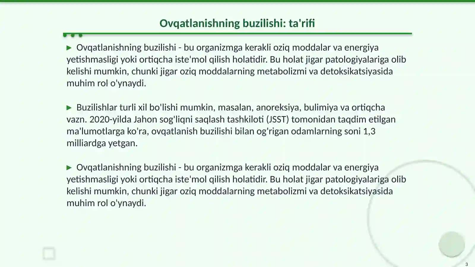 Ovqatlanishning buzilishi - jigar patologiyasi 3