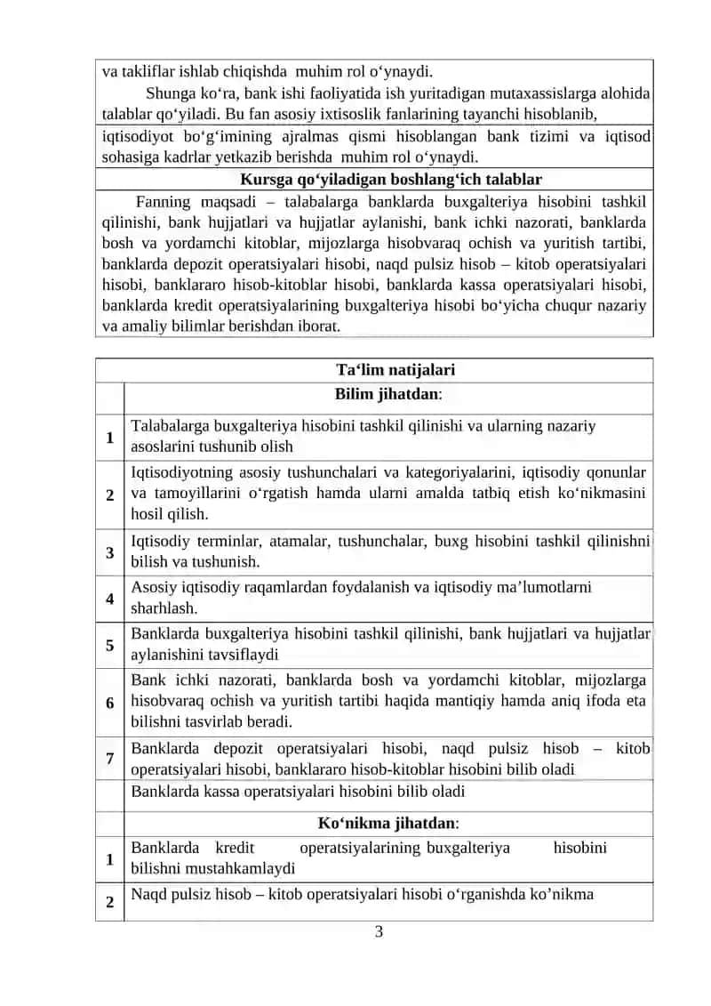BANKLARDA BUXGALTERIYA HISOBI FAN SILLABUSI 3