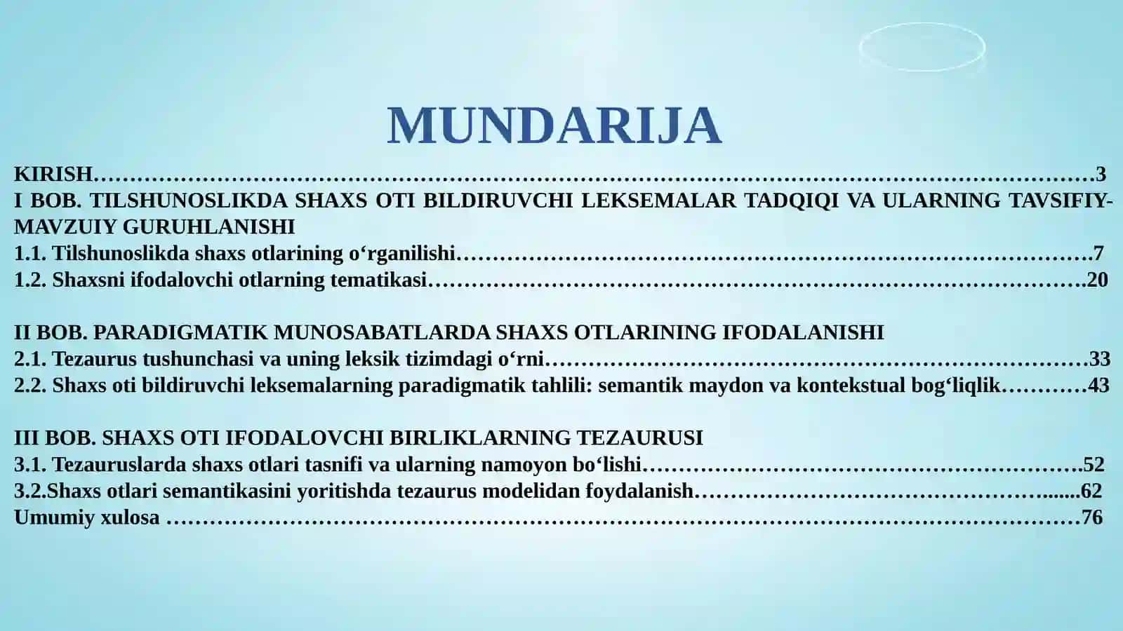 "Tezauruslarda Shaxs Oti Bildiruvchi Leksemalarning Paradigmatik Munosabati" 3