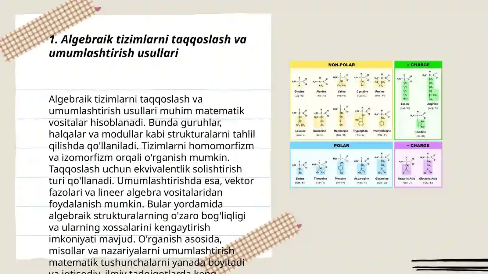 Algebraik tizimlarni taqqoslash va umumlashtirish usullari 3