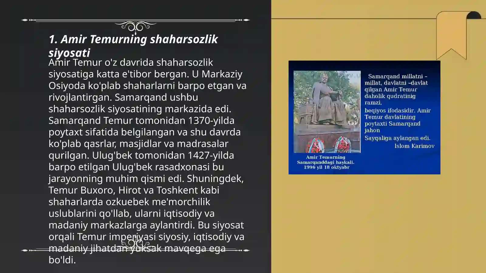 Amir Temur va temuriylar davrida shaharsozlik 3