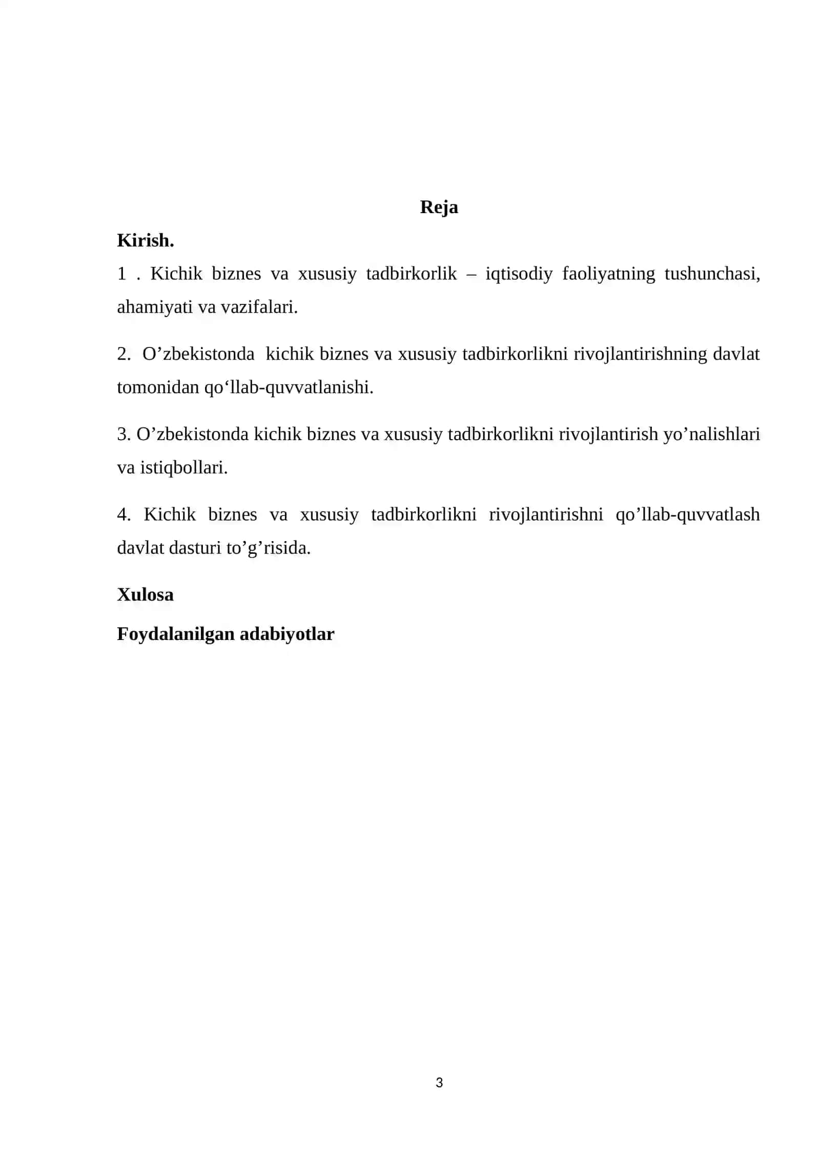 O’zbekiston Respublikasida kichik biznesni rivojlantirishning asosiy yo’nalishlari 3