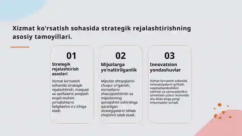 Xizmat ko'rsatish sohasida strategik rejalashtirish 3