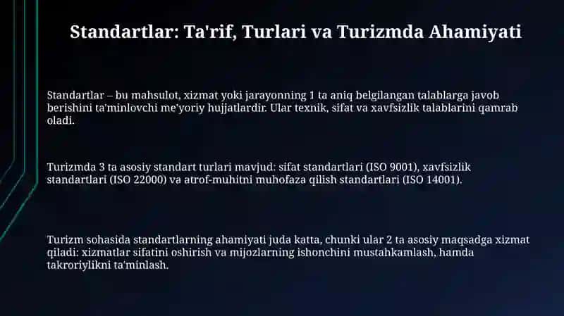 Standartlar - Ta'rif, Turlari va Turizmda Ahamiyati 3