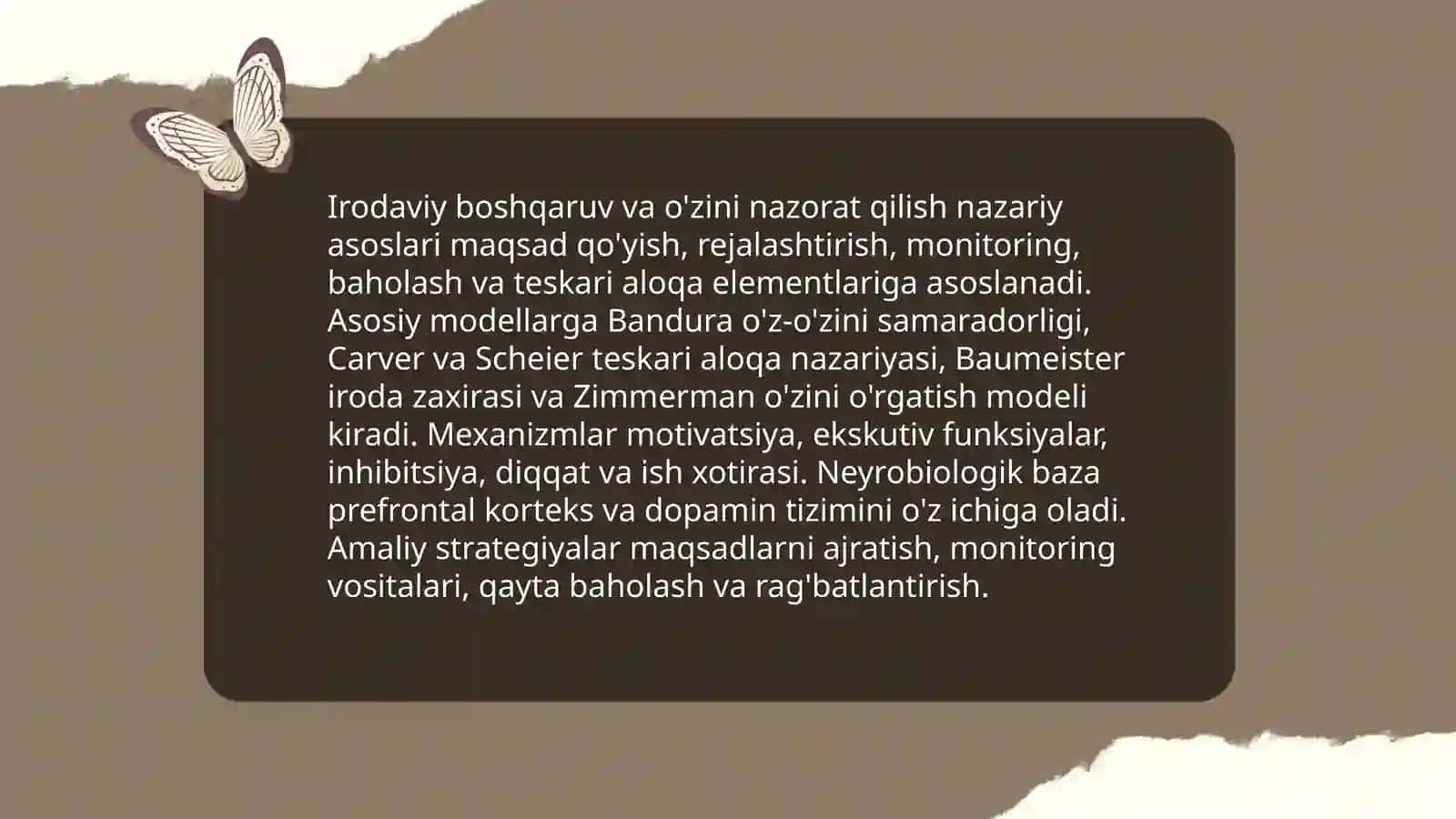 Irodaviy boshqaruv va o'zini nazorat qilish mexanizmlari 3