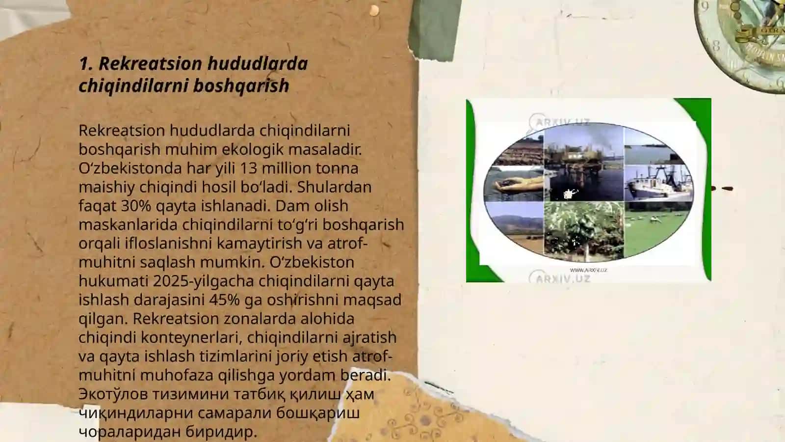 Rekreatsion manzillar va turizm zonalarining ifloslanishi 3