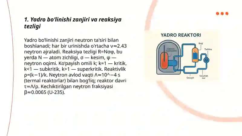 Yadro reatrlari va tezlatgichlardagi jarayonlar 3