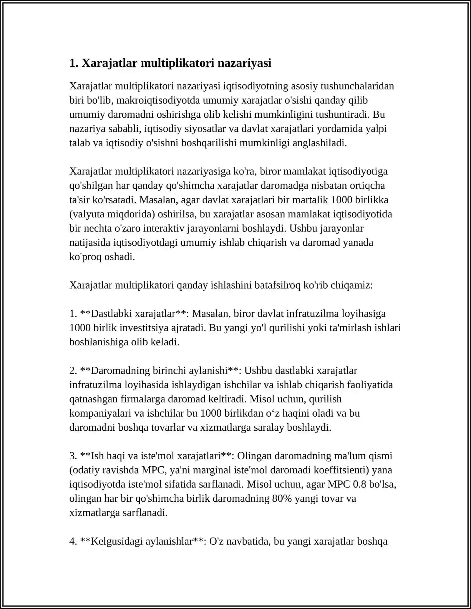 O'ZBEKISTON IQTISODIYOTI UCHUN XARAJATLAR VA SOLIQ MULTIPLIKATORLAR 3